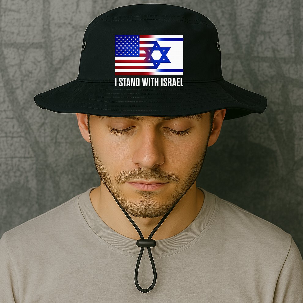 Pro Israel Supporter I Stand With Israel Patriotic USA Flag Bucket Hat
