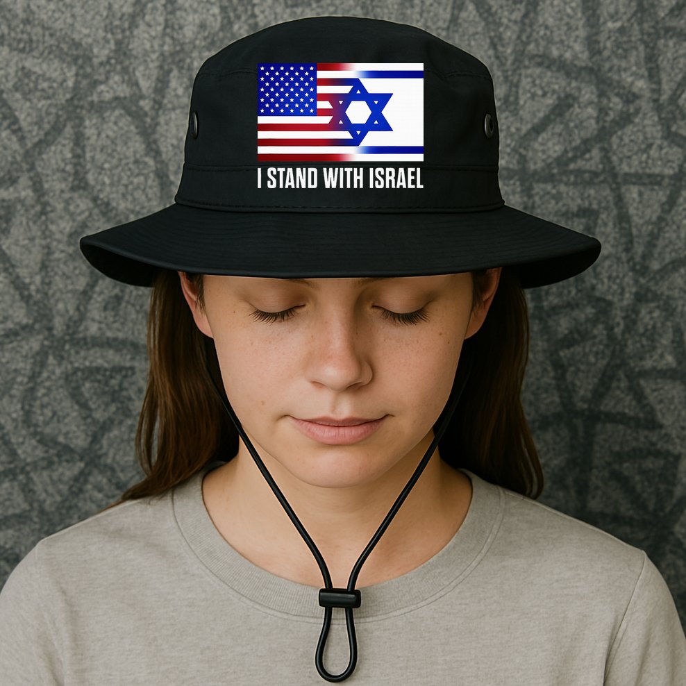 Pro Israel Supporter I Stand With Israel Patriotic USA Flag Bucket Hat