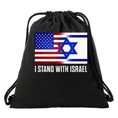 Pro Israel Supporter I Stand With Israel Patriotic USA Flag Drawstring Bag