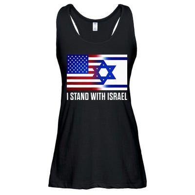 Pro Israel Supporter I Stand With Israel Patriotic USA Flag Ladies Essential Flowy Tank
