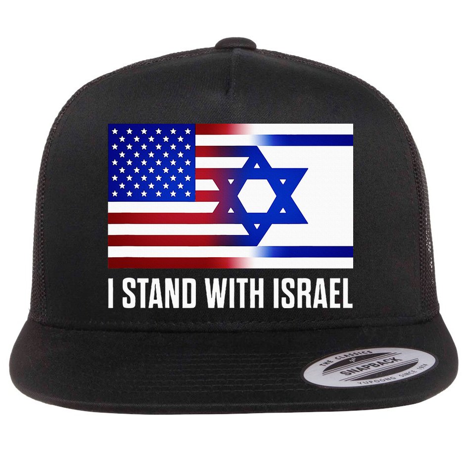 Pro Israel Supporter I Stand With Israel Patriotic USA Flag Flat Bill Trucker Hat