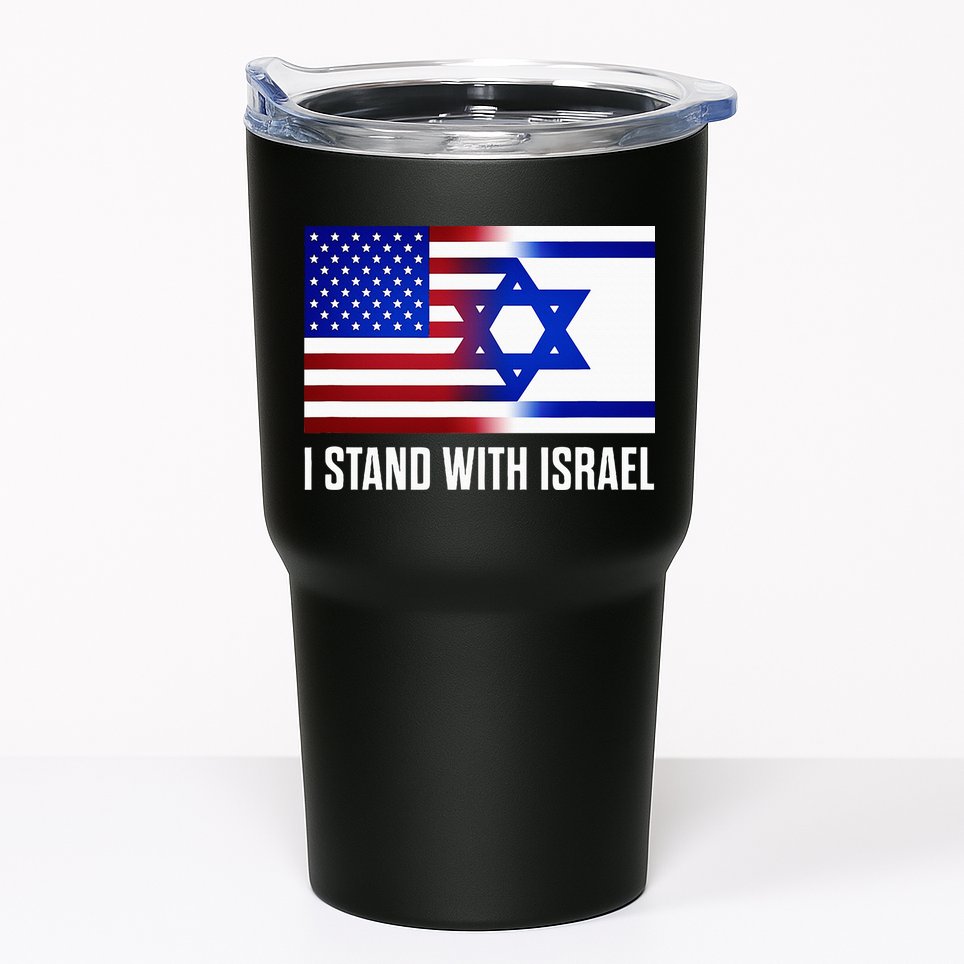 Pro Israel Supporter I Stand With Israel Patriotic USA Flag Tumbler