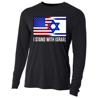 Pro Israel Supporter I Stand With Israel Patriotic USA Flag Cooling Performance Long Sleeve Crew