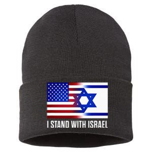 Pro Israel Supporter I Stand With Israel Patriotic USA Flag Sustainable Knit Beanie