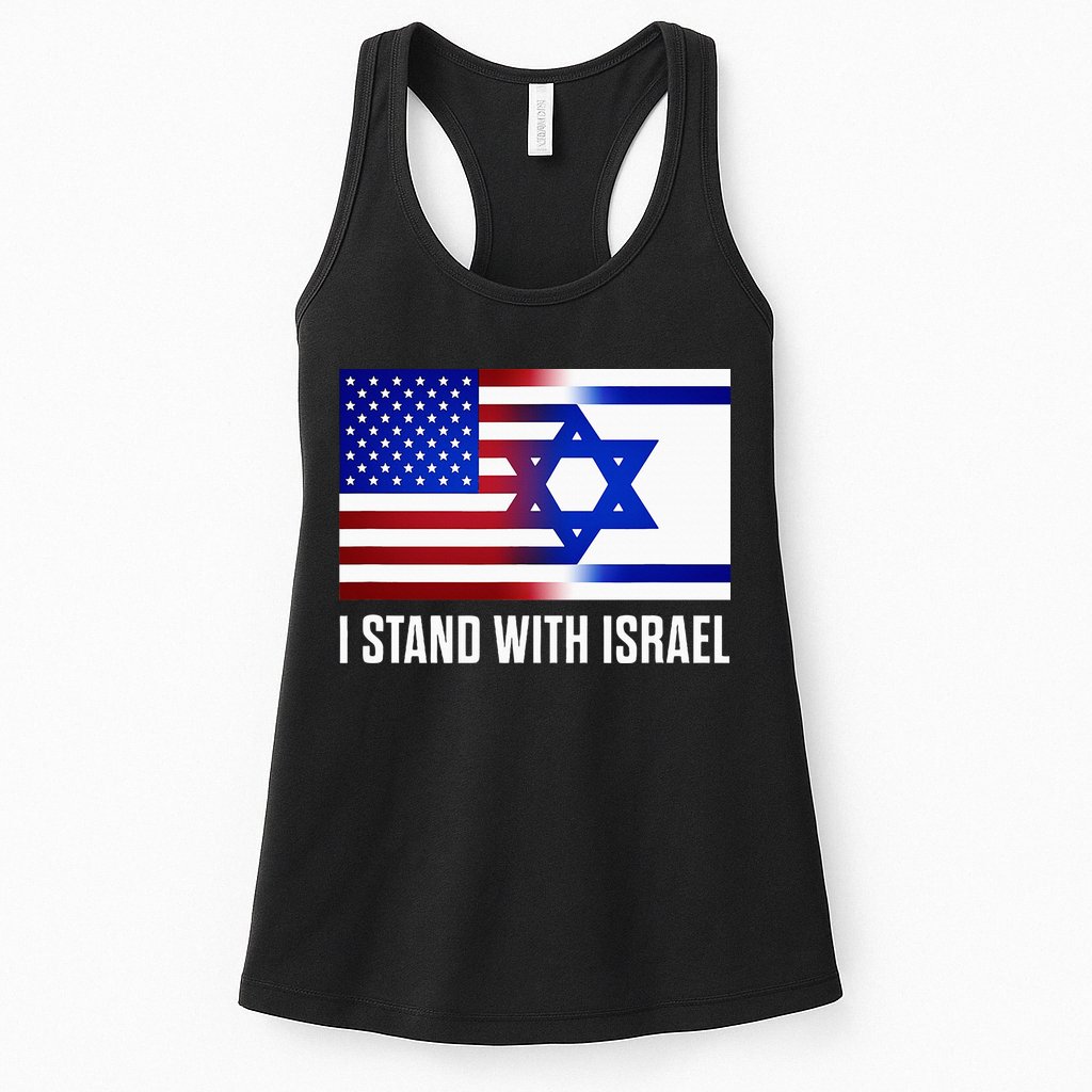 Pro Israel Supporter I Stand With Israel Patriotic USA Flag Womens Tank Top