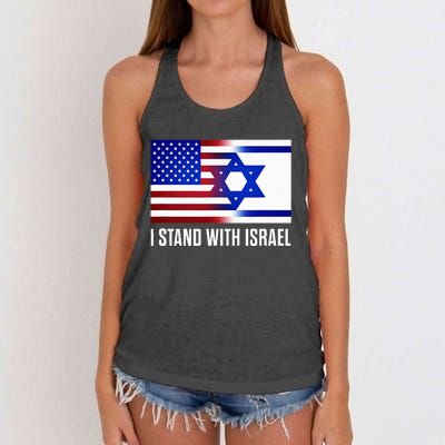 Pro Israel Supporter I Stand With Israel Patriotic USA Flag Women's Knotted Racerback Tank