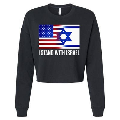 Pro Israel Supporter I Stand With Israel Patriotic USA Flag Cropped Pullover Crew