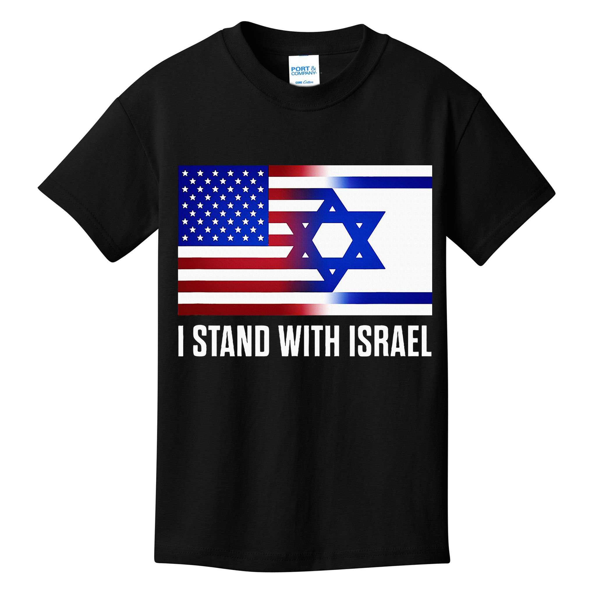 Pro Israel Supporter I Stand With Israel Patriotic USA Flag Kids T-Shirt