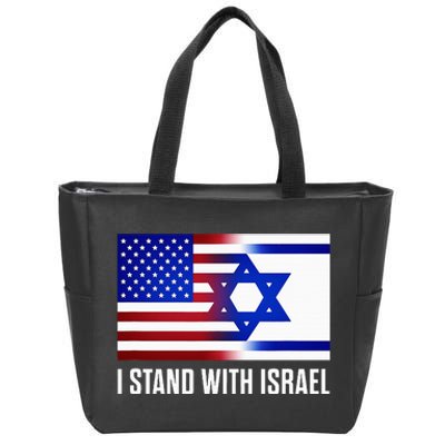 Pro Israel Supporter I Stand With Israel Patriotic USA Flag Zip Tote Bag