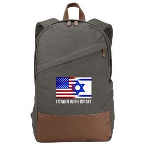 Pro Israel Supporter I Stand With Israel Patriotic USA Flag Cotton Canvas Backpack