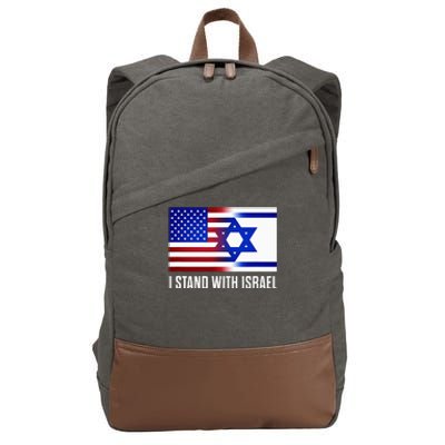 Pro Israel Supporter I Stand With Israel Patriotic USA Flag Cotton Canvas Backpack