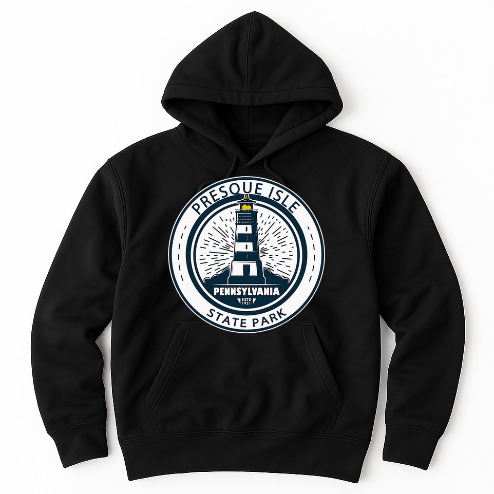 Presque Isle State Park Pennsylvania Badge Vintage Hoodie