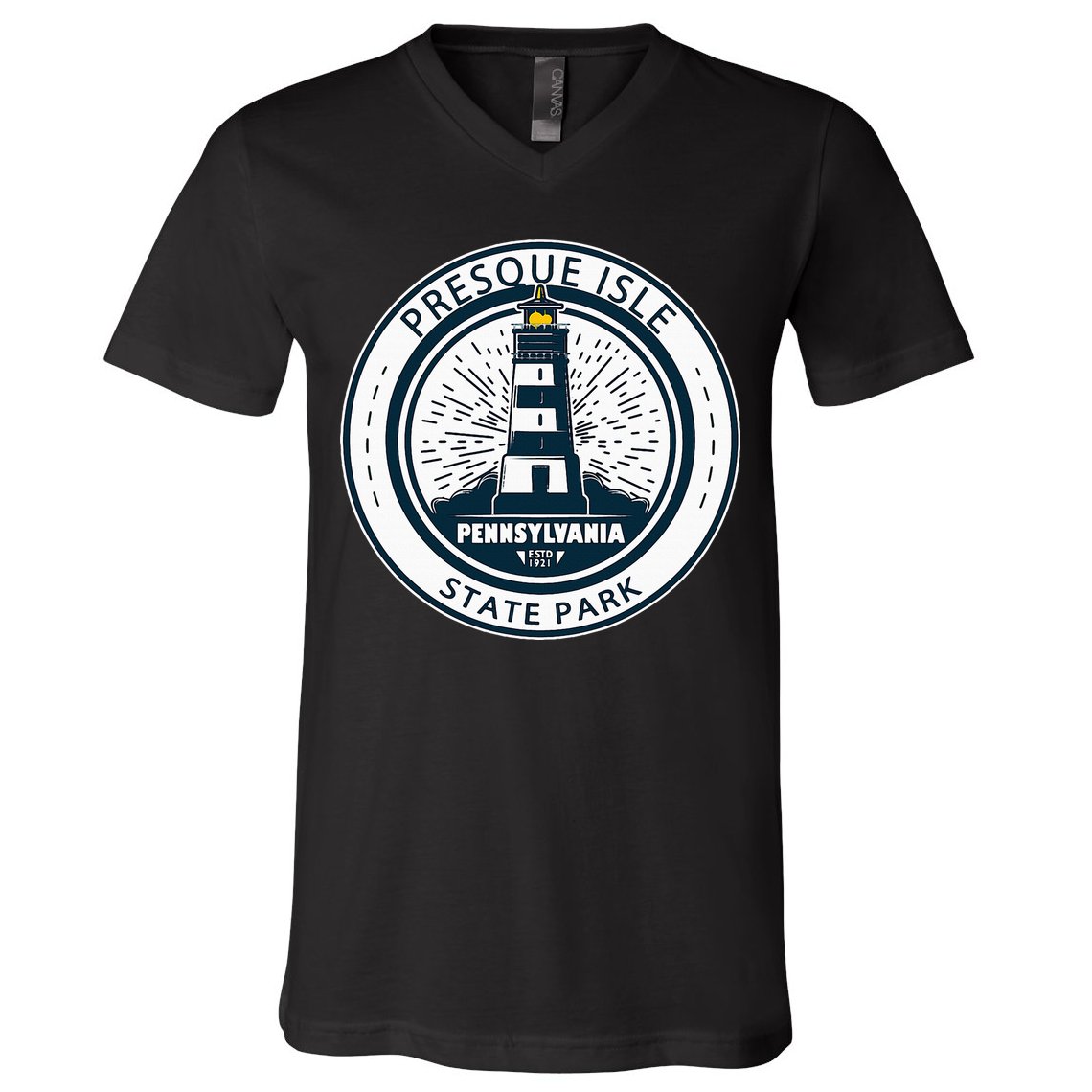 Presque Isle State Park Pennsylvania Badge Vintage V-Neck T-Shirt