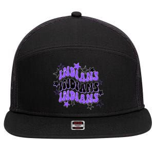 Purple Indians School Spirit Spirit Wear 7 Panel Mesh Trucker Snapback Hat