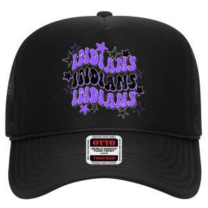 Purple Indians School Spirit Spirit Wear High Crown Mesh Back Trucker Hat