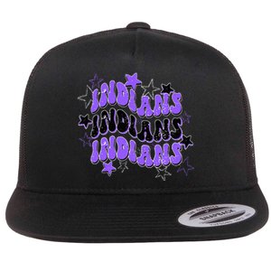 Purple Indians School Spirit Spirit Wear Flat Bill Trucker Hat