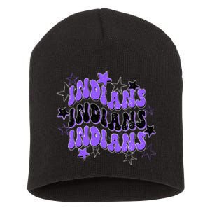 Purple Indians School Spirit Spirit Wear Short Acrylic Beanie