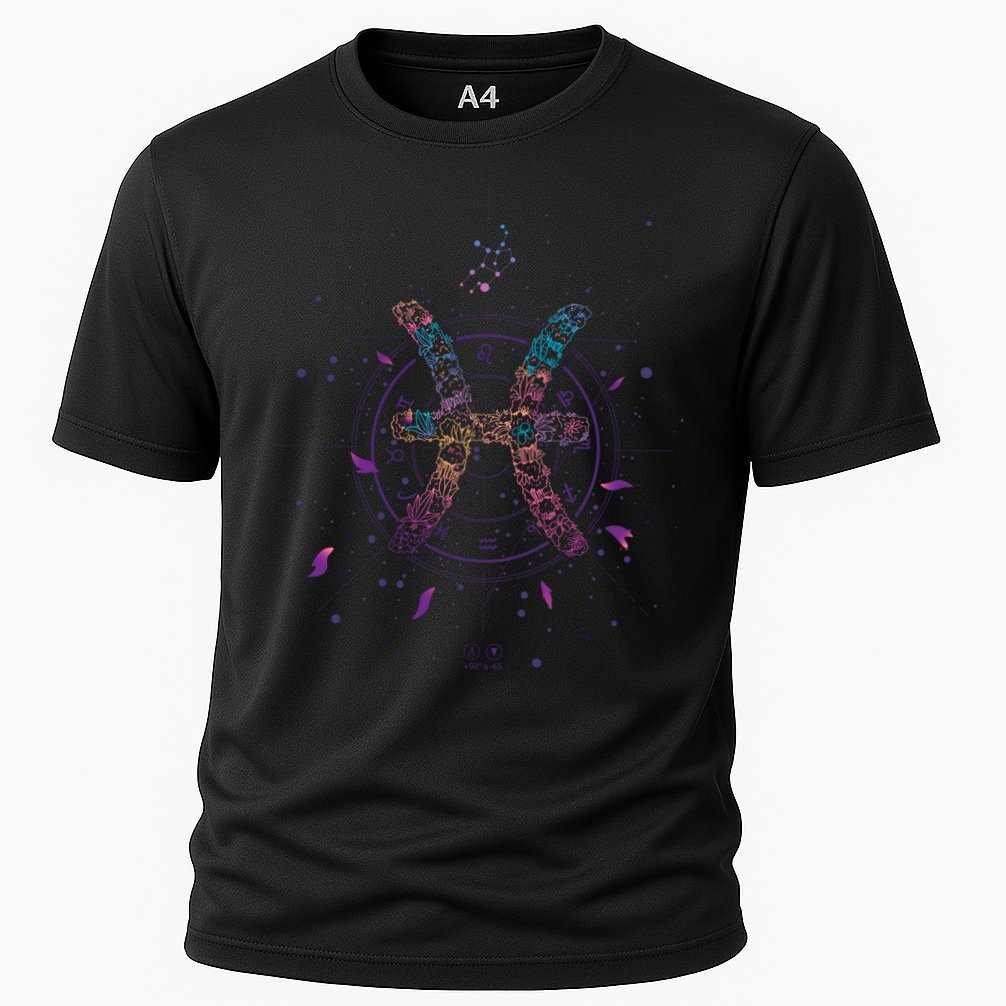 Pisces Floral Zodiac Cooling Performance Crew T-Shirt