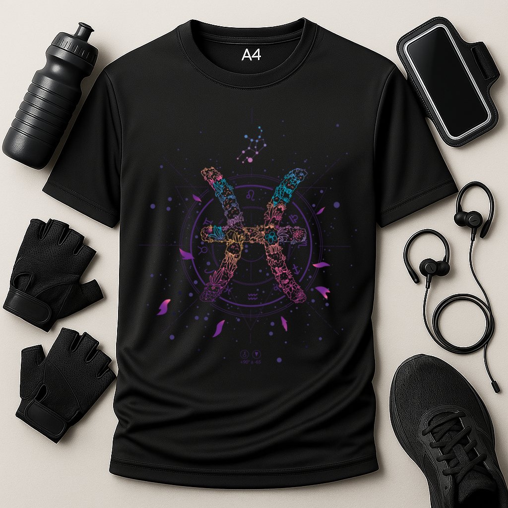 Pisces Floral Zodiac Cooling Performance Crew T-Shirt