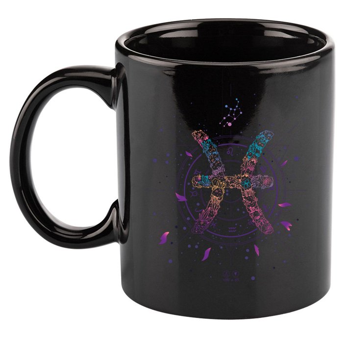 Pisces Floral Zodiac 11oz C Handle Ceramic Mug