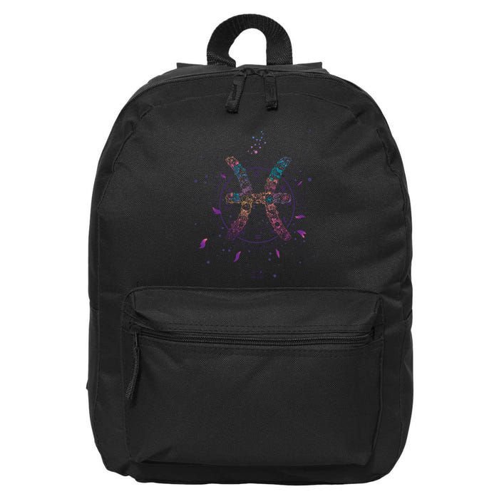 Pisces Floral Zodiac 16 in Basic Backpack