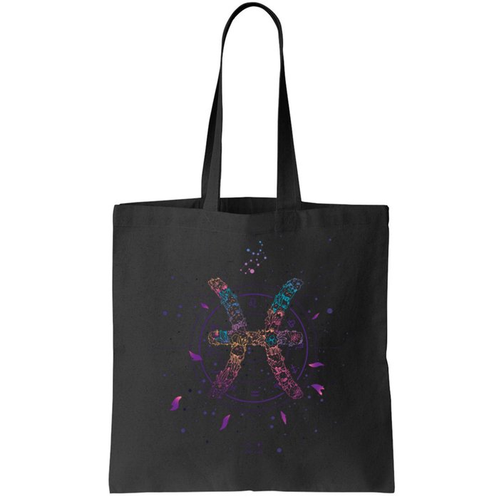 Pisces Floral Zodiac Tote Bag