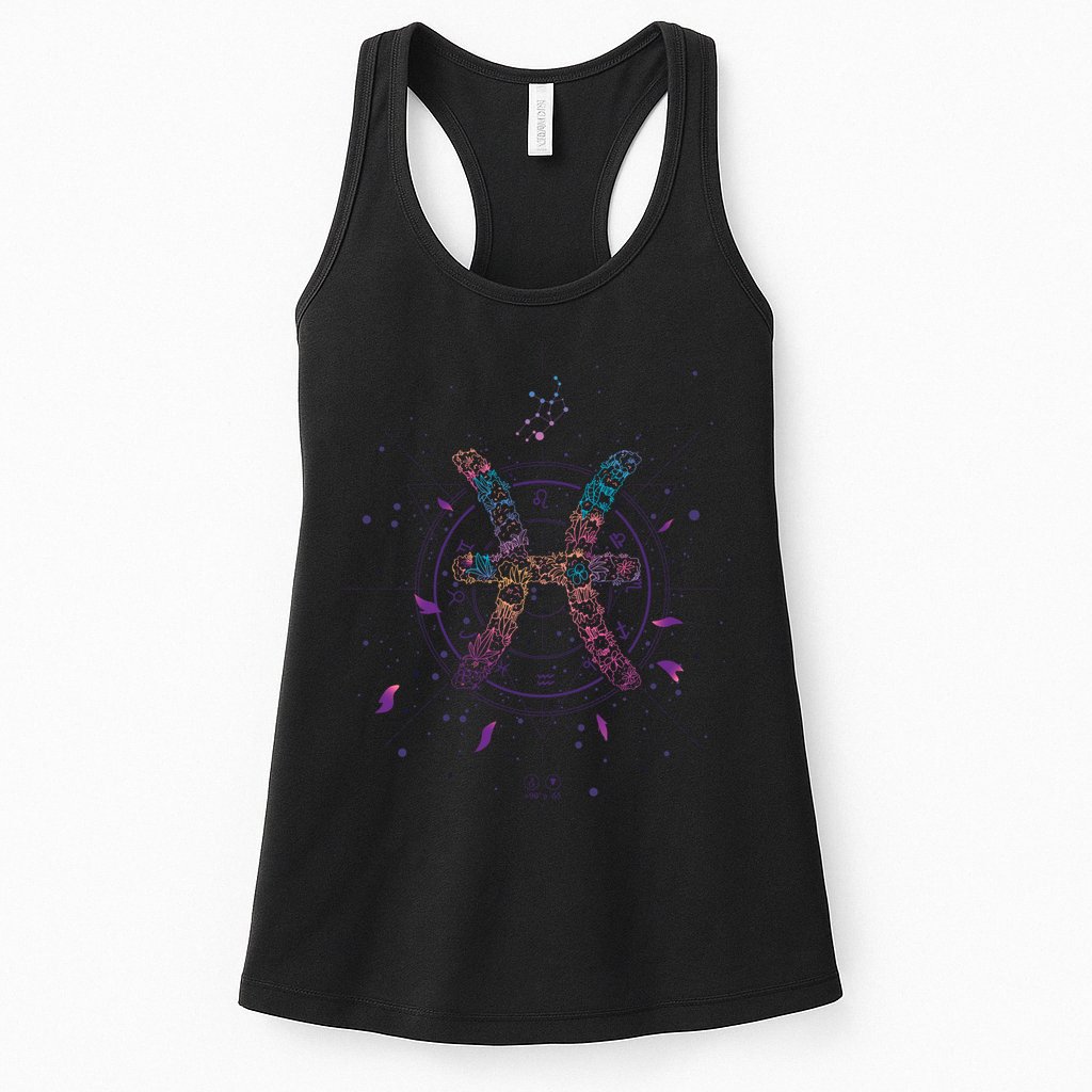 Pisces Floral Zodiac Womens Tank Top