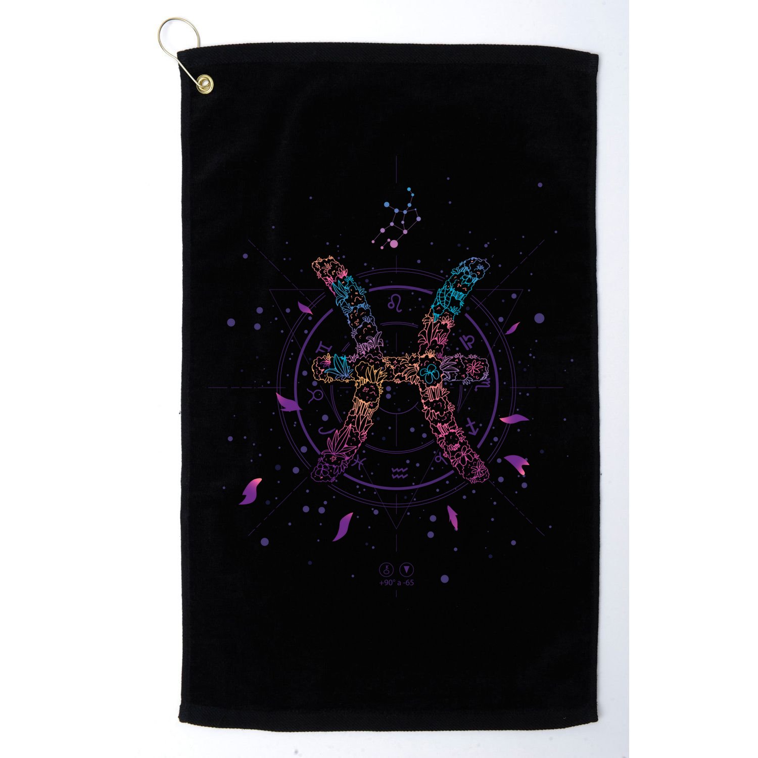 Pisces Floral Zodiac Golf Towel