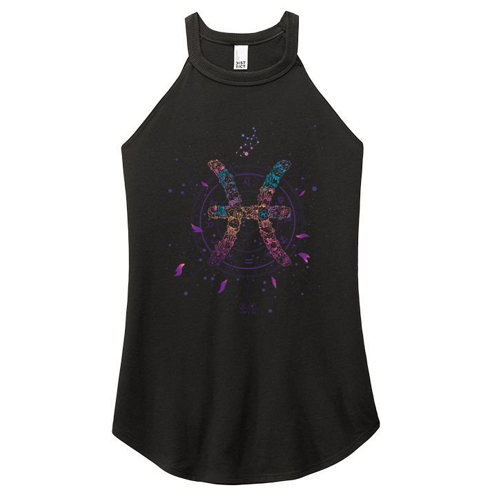 Pisces Floral Zodiac Women's Perfect Tri Rocker Tank