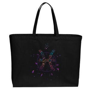 Pisces Floral Zodiac Cotton Canvas Jumbo Tote