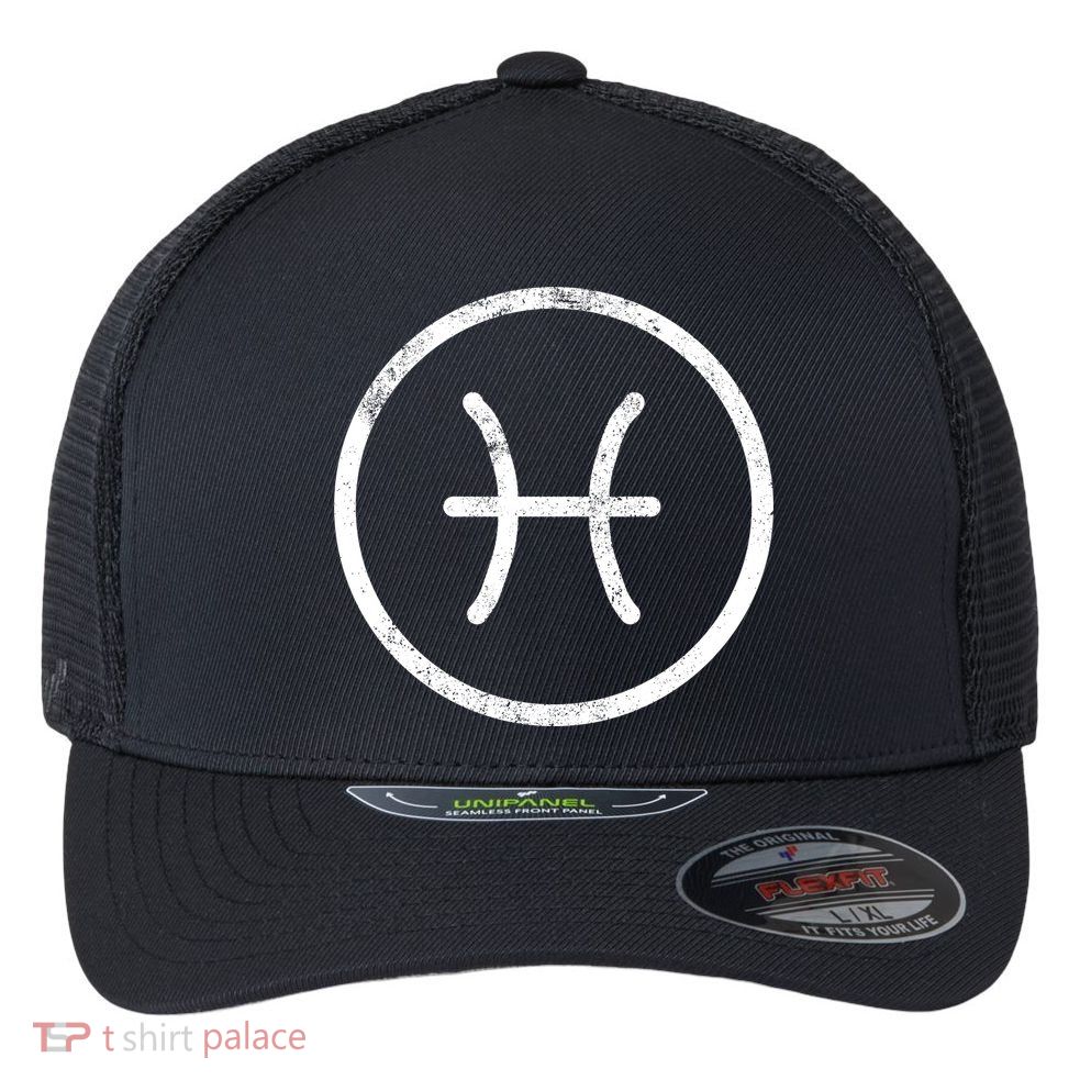 Pisces Sign Logo  Flexfit Unipanel Trucker Cap