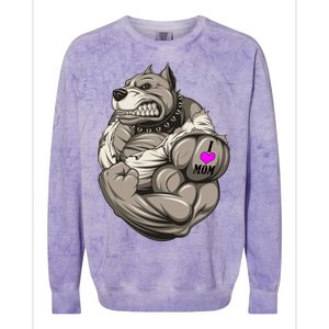 Pit Bull Loves Mom Colorblast Crewneck Sweatshirt