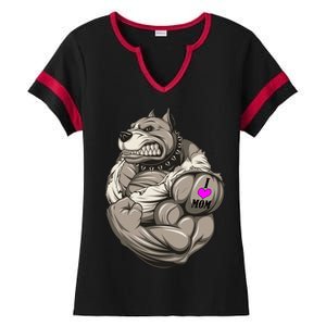 Pit Bull Loves Mom Ladies Halftime Notch Neck Tee