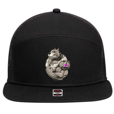 Pit Bull Loves Mom 7 Panel Mesh Trucker Snapback Hat