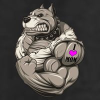 Pit Bull Loves Mom 7 Panel Mesh Trucker Snapback Hat