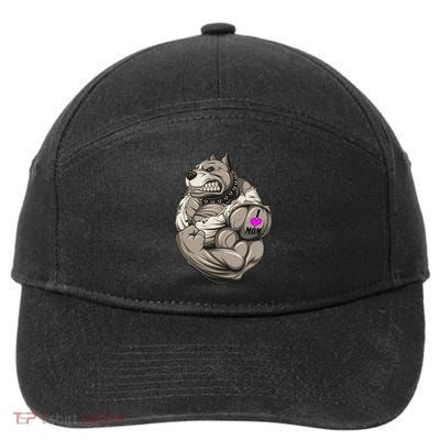 Pit Bull Loves Mom 7-Panel Snapback Hat