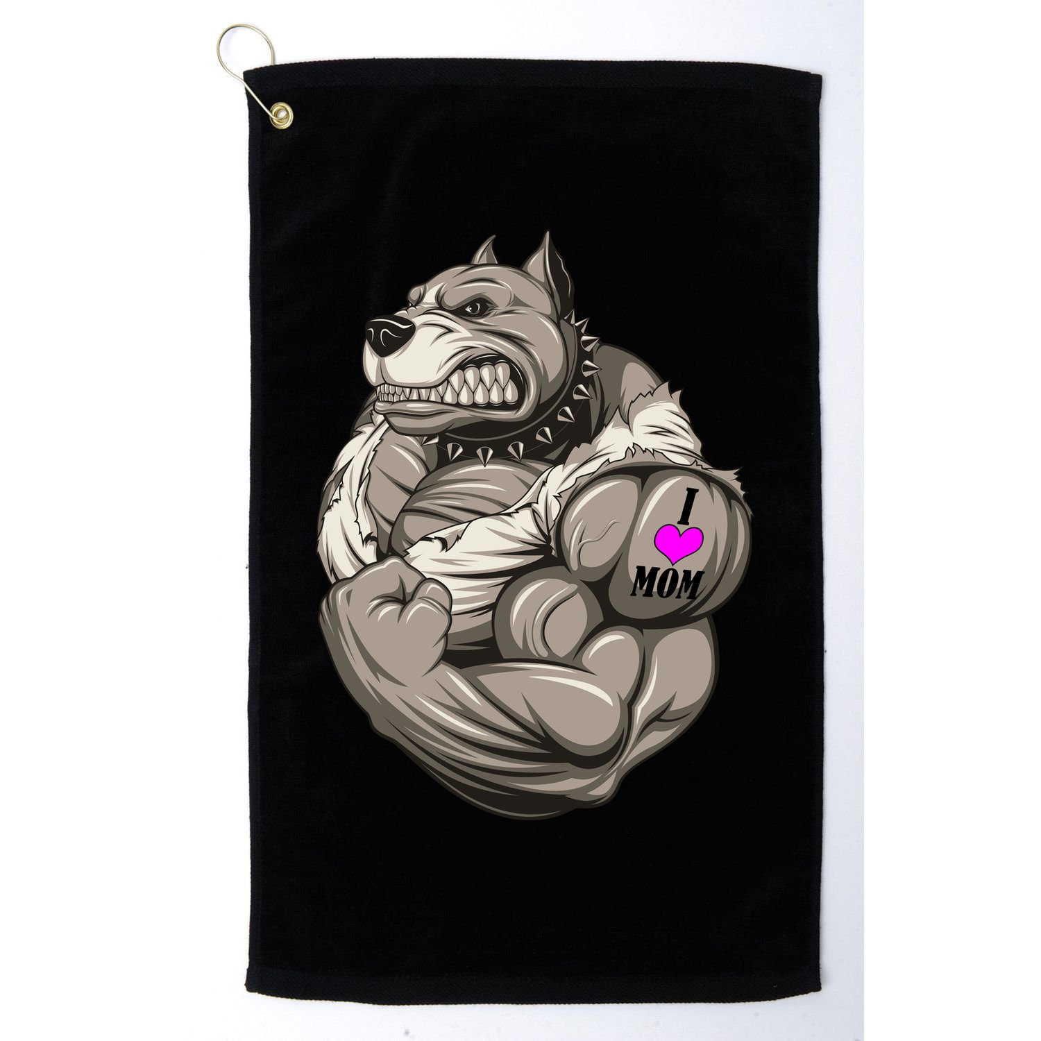 Pit Bull Loves Mom Golf Towel