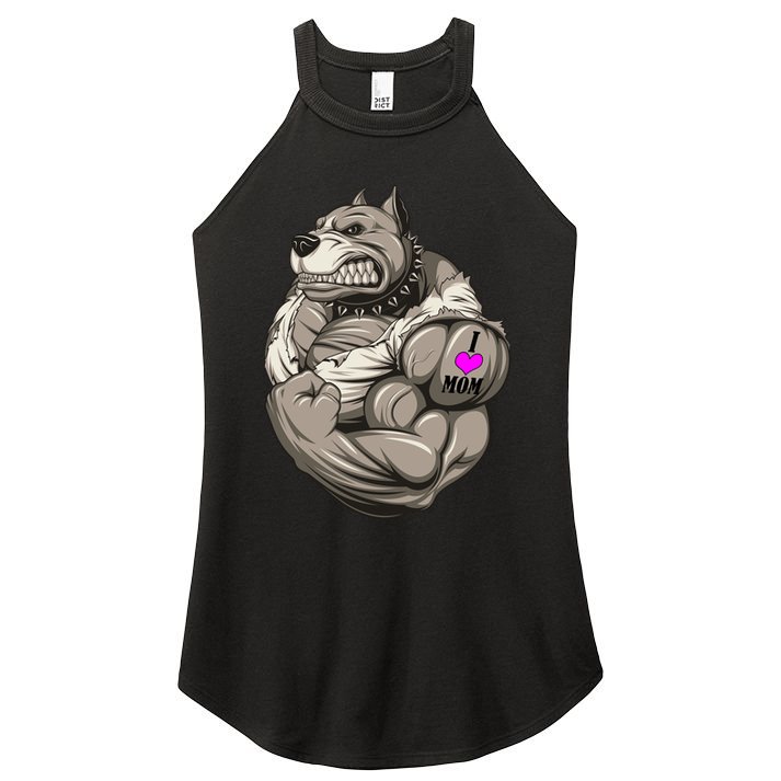 Pit Bull Loves Mom Women's Perfect Tri Rocker Tank