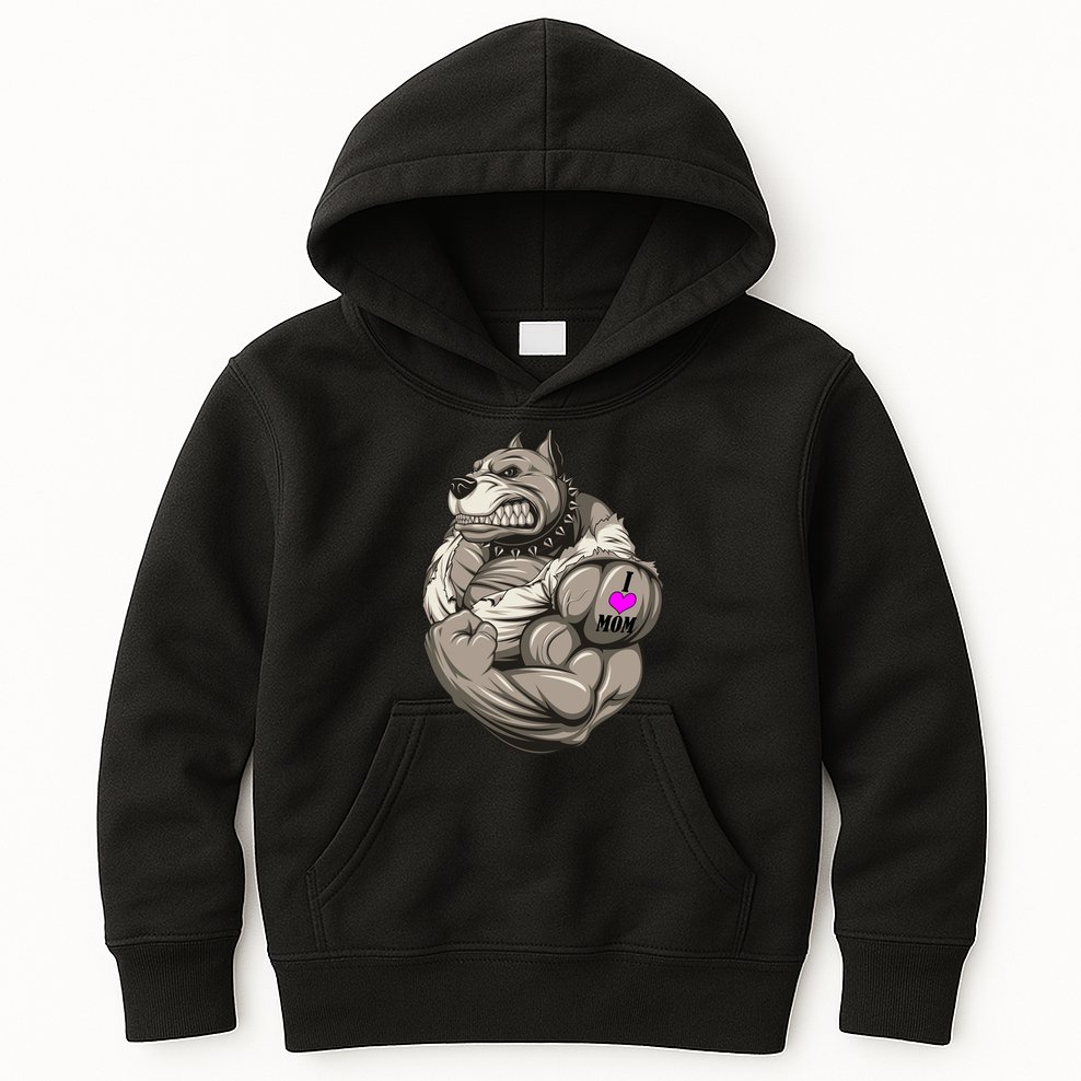 Pit Bull Loves Mom Kids Hoodie