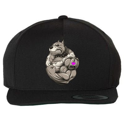 Pit Bull Loves Mom Wool Snapback Cap