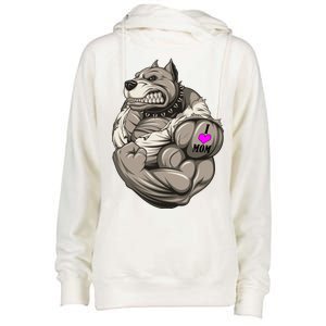 Pit Bull Loves Mom Womens Funnel Neck Pullover Hood