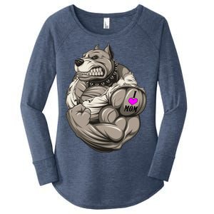 Pit Bull Loves Mom Women's Perfect Tri Tunic Long Sleeve Shirt