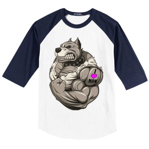 Pit Bull Loves Mom Baseball Sleeve Shirt