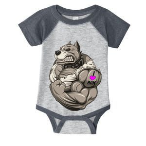 Pit Bull Loves Mom Infant Baby Jersey Bodysuit