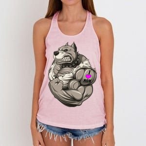 Pit Bull Loves Mom Women's Knotted Racerback Tank