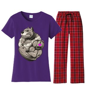 Pit Bull Loves Mom Women's Flannel Pajama Set