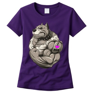 Pit Bull Loves Mom Womens T-Shirt