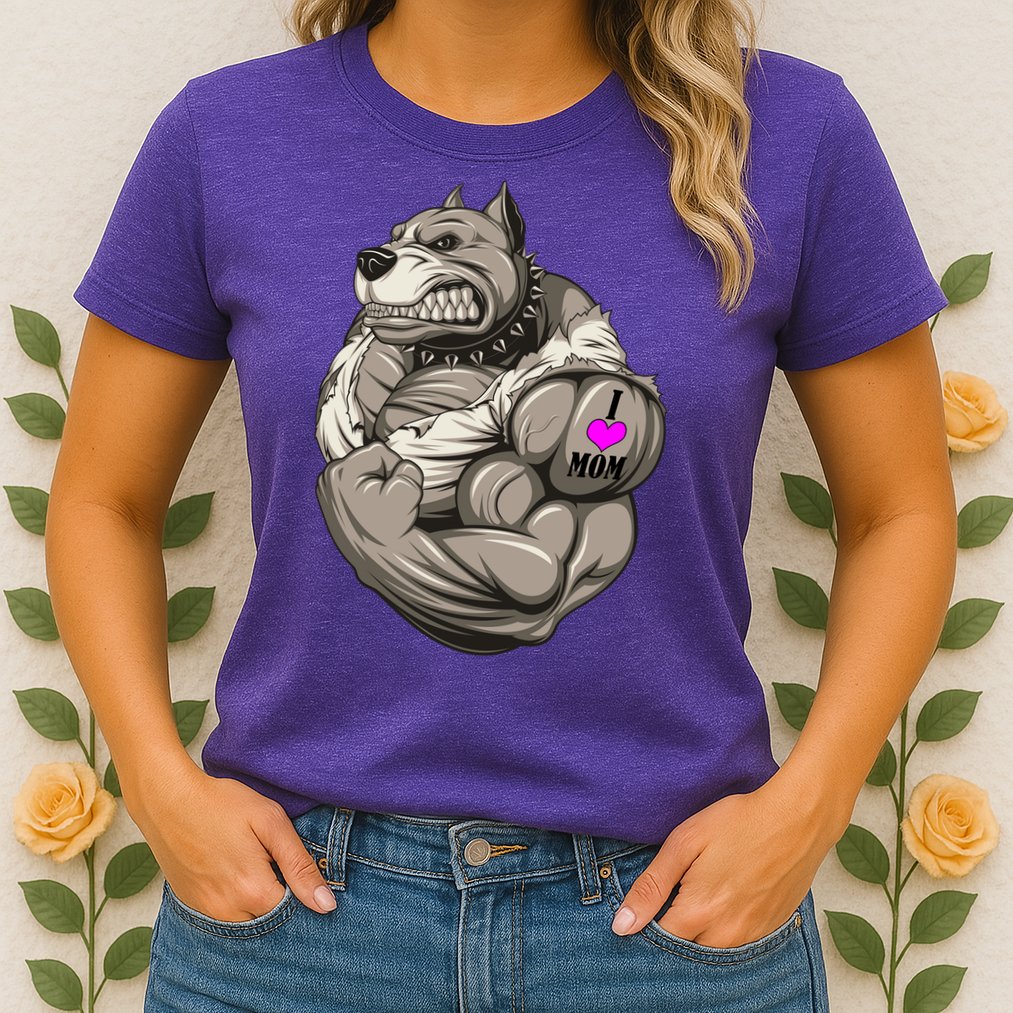 Pit Bull Loves Mom Womens T-Shirt