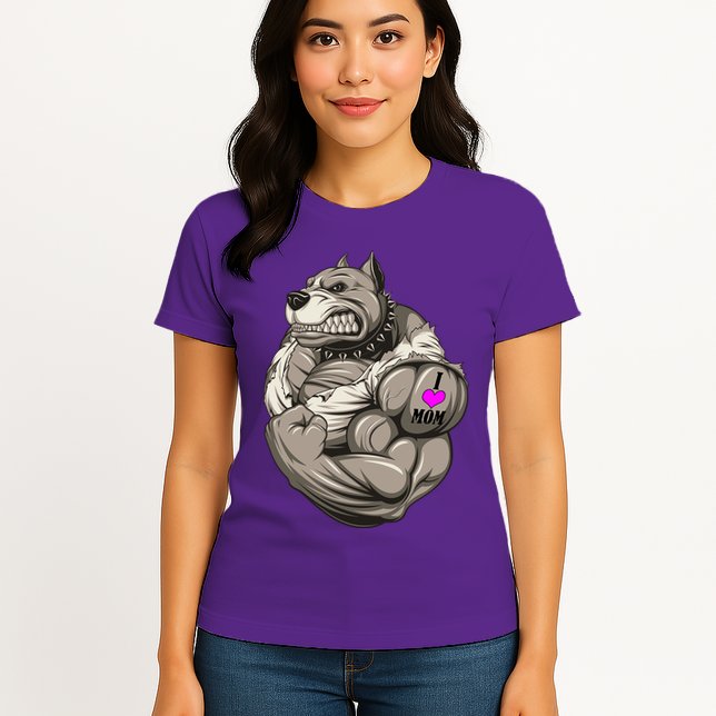 Pit Bull Loves Mom Womens T-Shirt