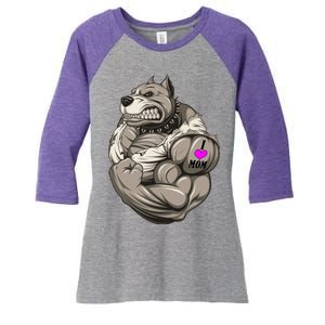 Pit Bull Loves Mom Women's Tri-Blend 3/4-Sleeve Raglan Shirt